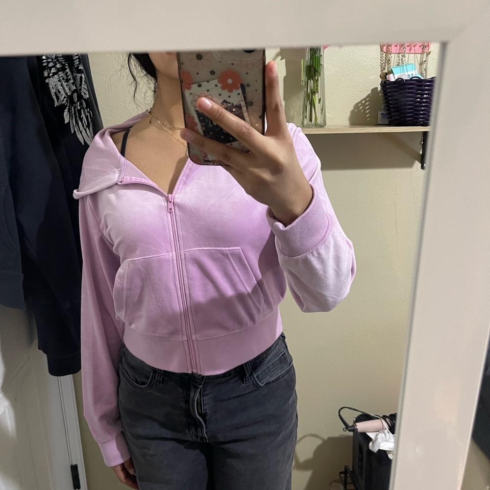 AVIA Zip Up Hoodie. Cropped pink velvet